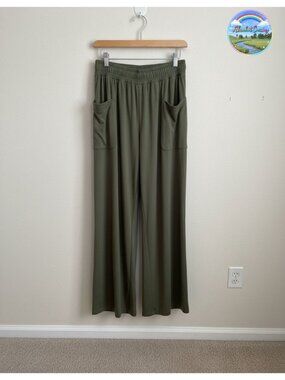 High Waisted Wide Leg Palazzo Pants Smocked Pull On Flowy Bell Bottom